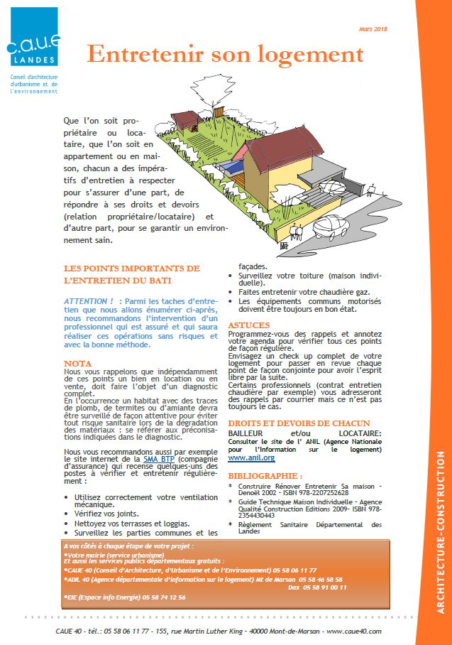 Entretenir son logement © CAUE des Landes