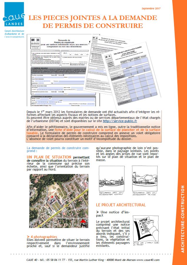 Les pièces jointes à la demande de permis de construire © CAUE des Landes